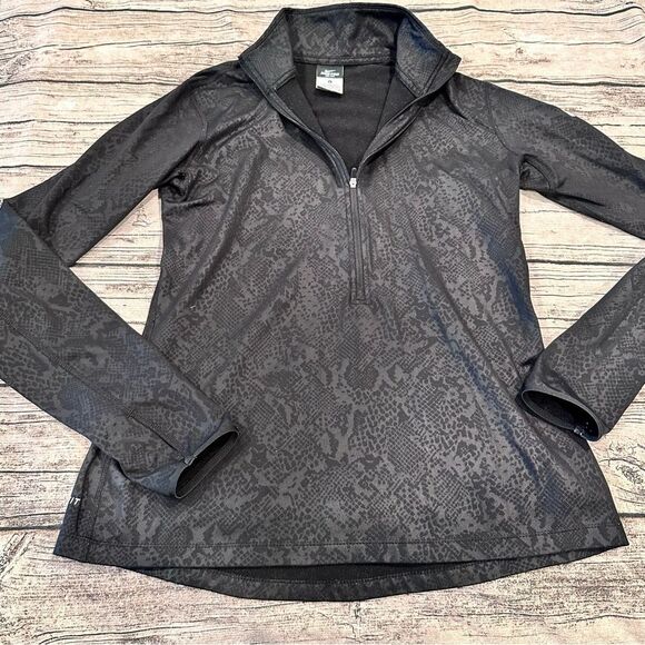 Nike Tops - Nike Pro Black Dri-FIT Snakeskin Print Quarter Zip; Fleece Lined; Size Large